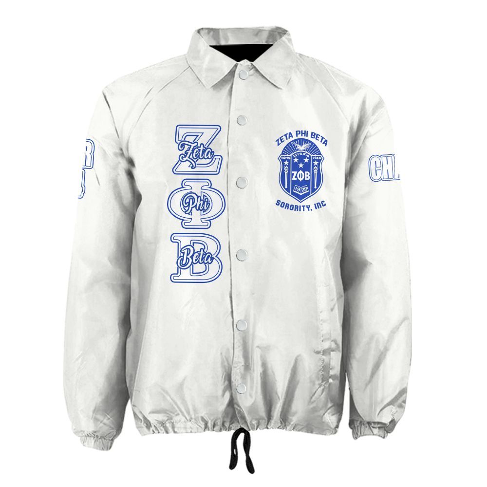 Zeta Phi Beta Signature Coach Jacket – Custom Embroidered Greek Letter Jacket