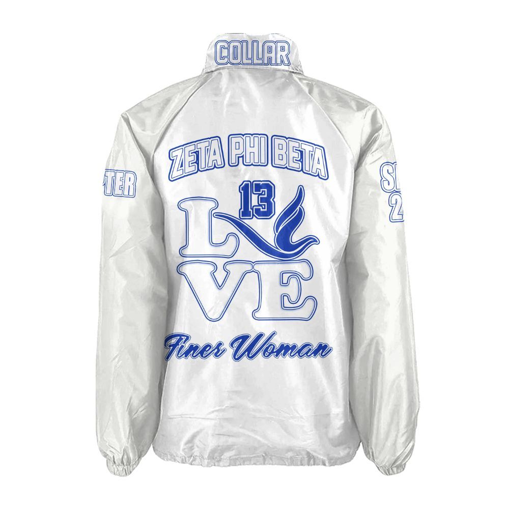 Zeta Phi Beta Signature Coach Jacket – Custom Embroidered Greek Letter Jacket