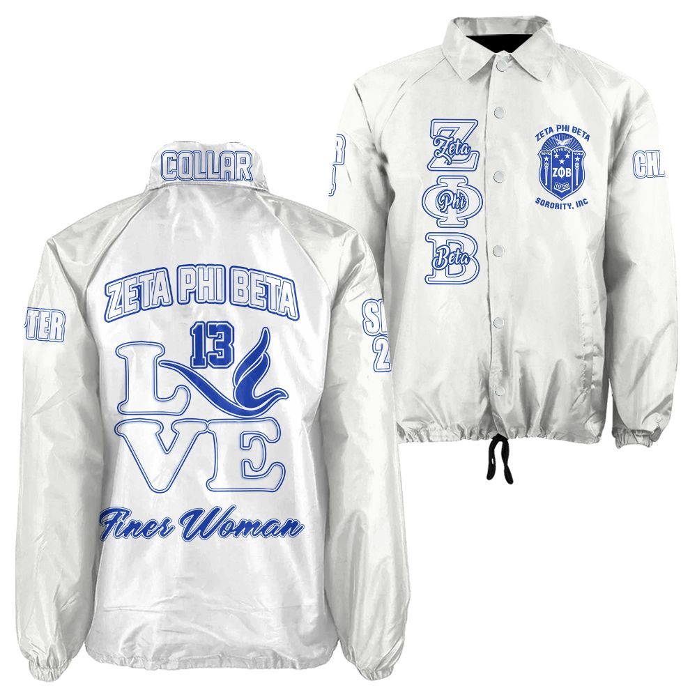 Zeta Phi Beta Signature Coach Jacket – Custom Embroidered Greek Letter Jacket