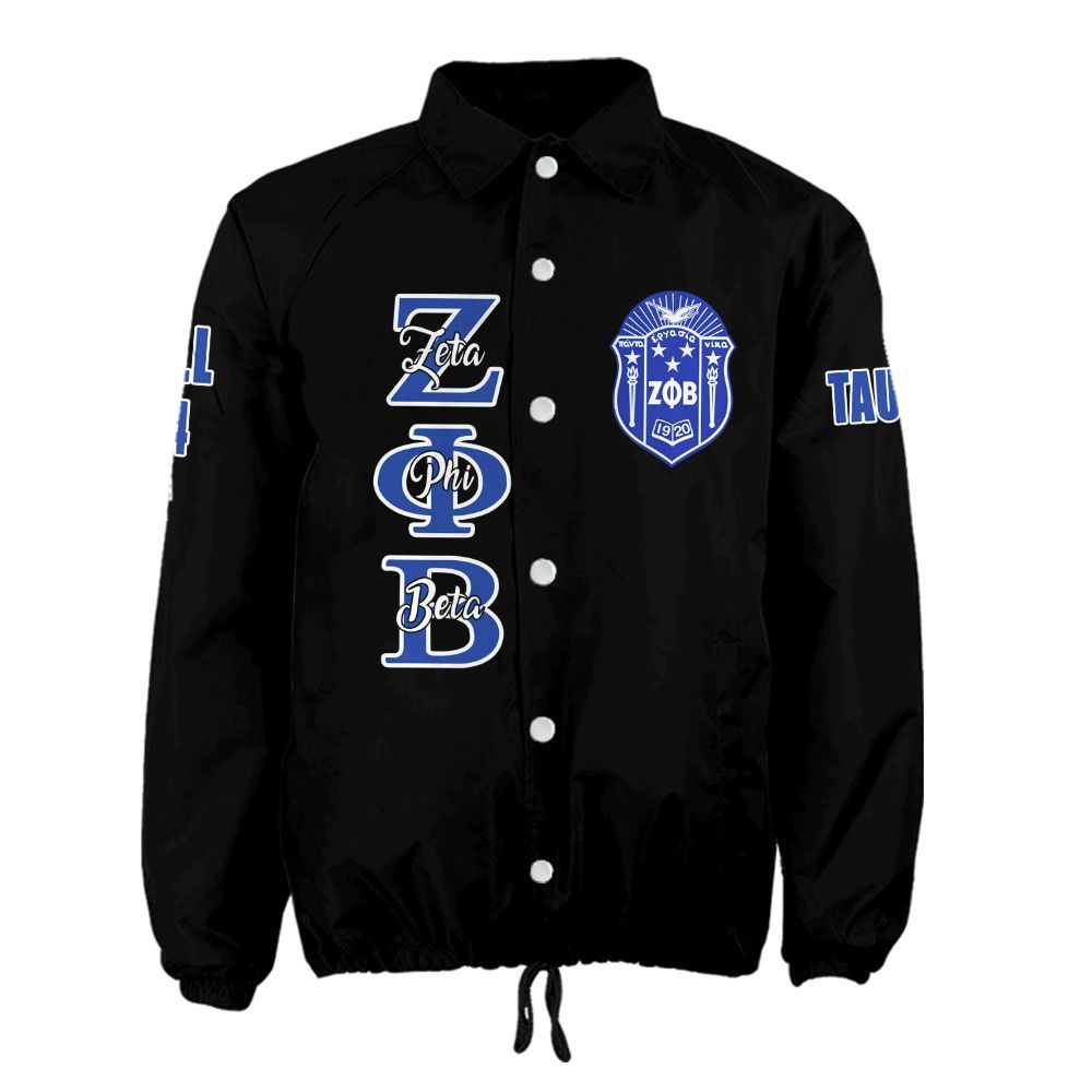Zeta Phi Beta Signature Coach Jacket – Custom Embroidered Greek Letter Jacket