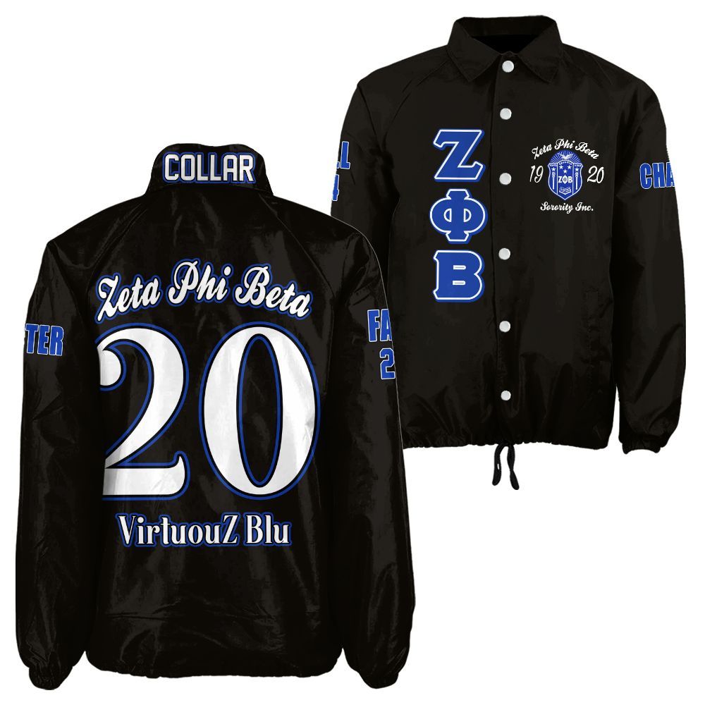 Zeta Phi Beta Sorority Crossing Jacket – Custom Crest & Name Embroidered Coach Jacket