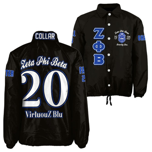 Zeta Phi Beta Sorority Crossing Jacket – Custom Crest & Name Embroidered Coach Jacket