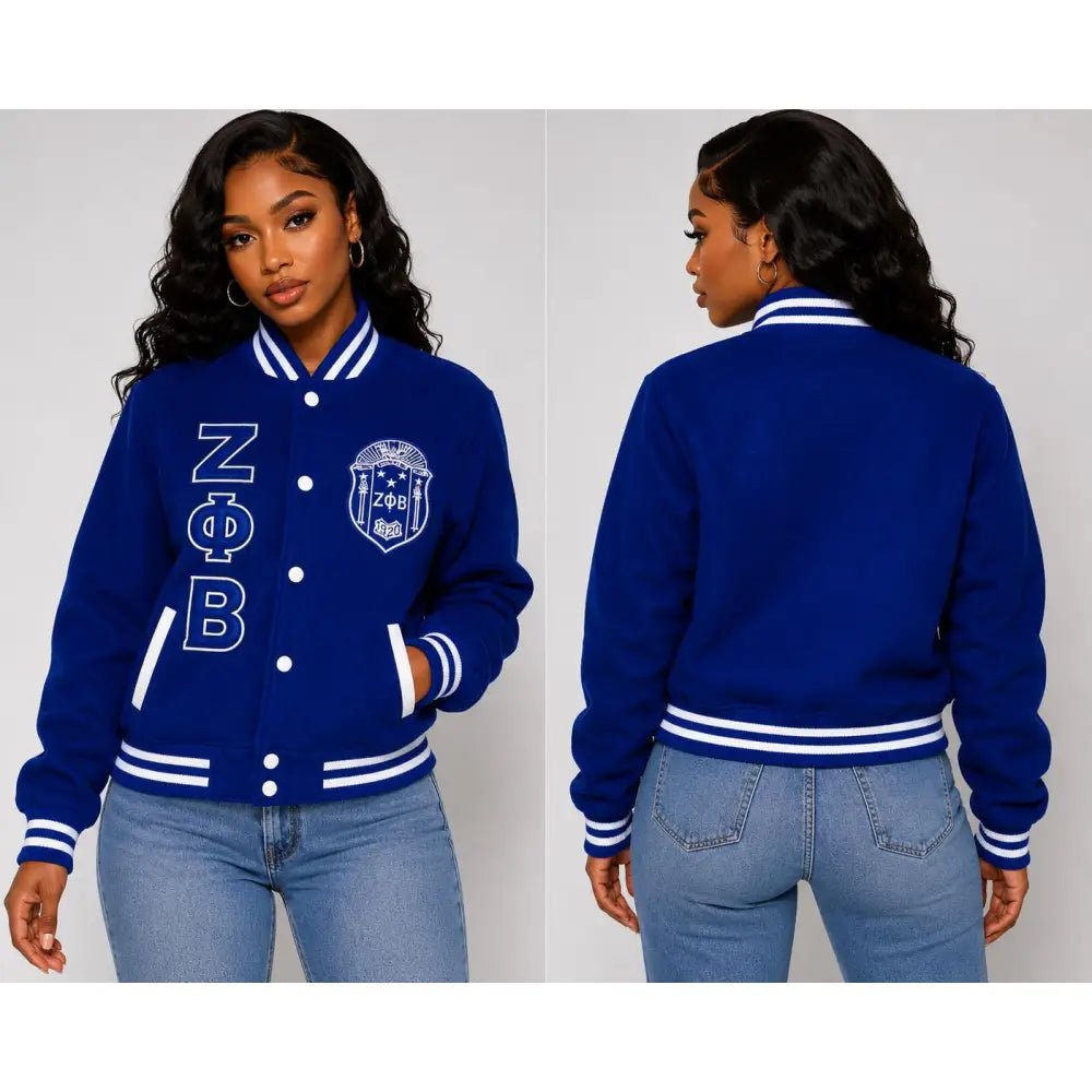 Zeta Phi Beta Varsity Wool Jacket Sorority Jacket Embroidered ZPB Jacket Ready To Ship Custom Orders & Personalization Options Available
